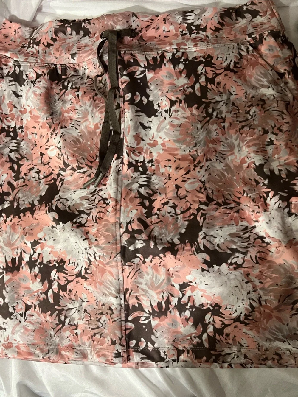 Women’s Floral Print Pink and Brown Skort with Drawstring